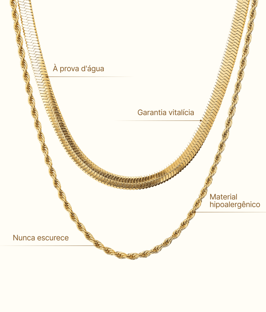 Mix Colar Melina Banhado em Ouro 18k - Murano Joias