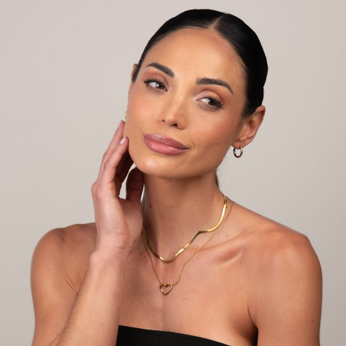 Mix de Colares Coração Minimalista Banhado em Ouro 18K - Murano Joias