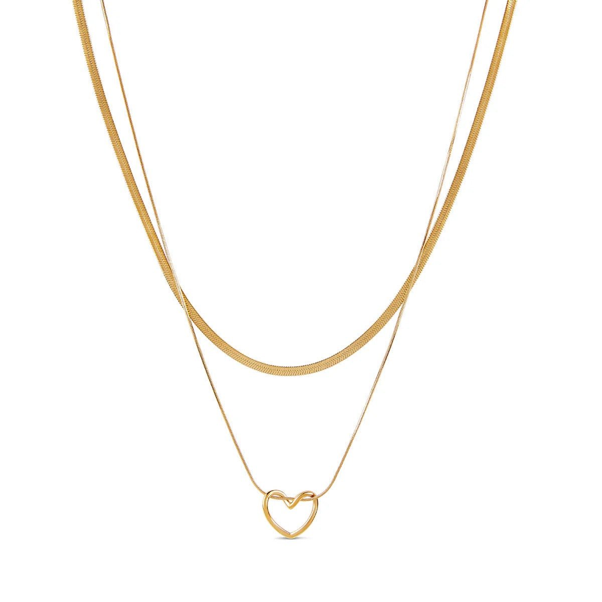Mix de Colares Coração Minimalista Banhado em Ouro 18K - Murano Joias