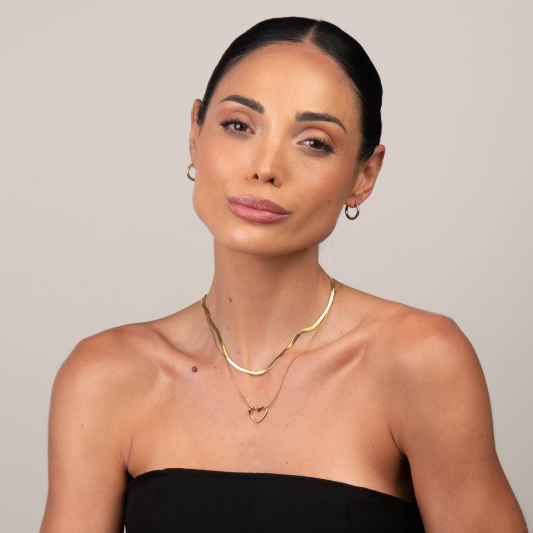 Mix de Colares Coração Minimalista Banhado em Ouro 18K - Murano Joias