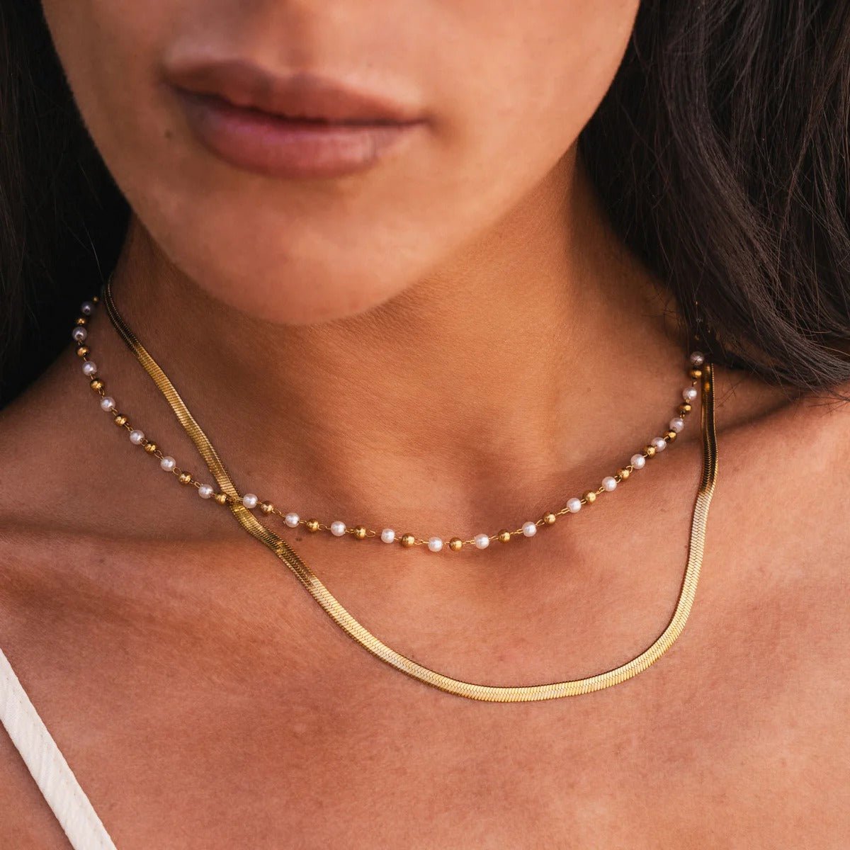 Mix de Colares Pérola Banhado em Ouro 18K - Murano Joias