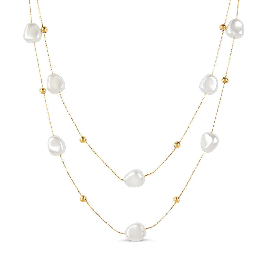 Mix de Colares Pérolas Irregulares Banhado em Ouro 18K - Murano Joias