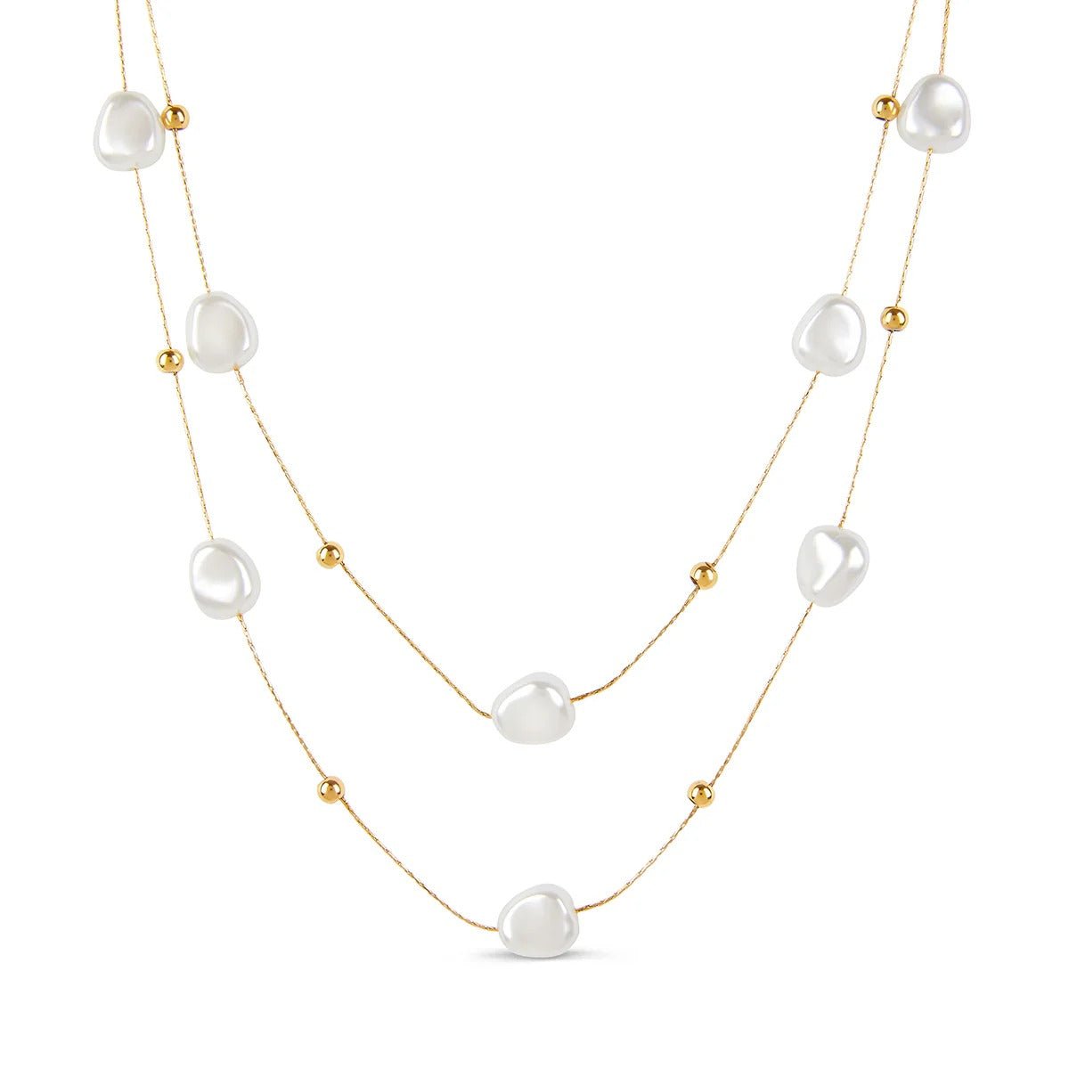 Mix de Colares Pérolas Irregulares Banhado em Ouro 18K - Murano Joias