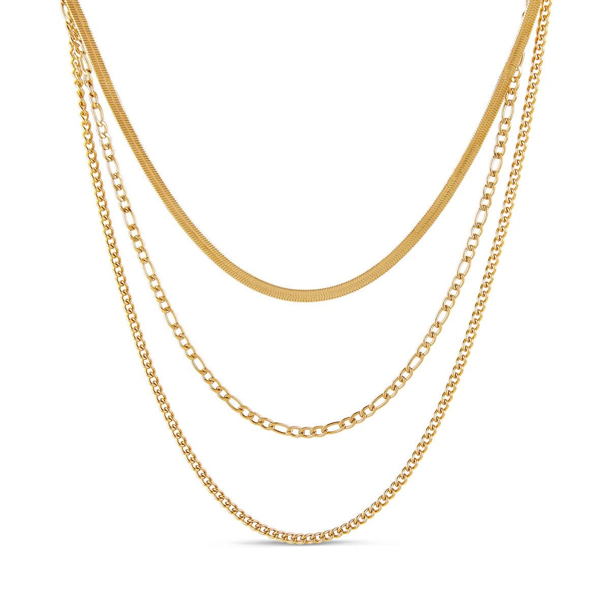 Mix de Correntes Banhado em Ouro 18k - Murano Joias