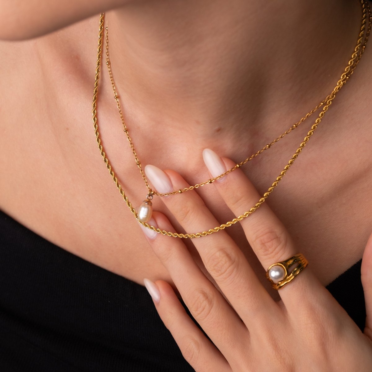 Mix Everyday Colar Duplo Banhado em Ouro 18k - Murano Joias