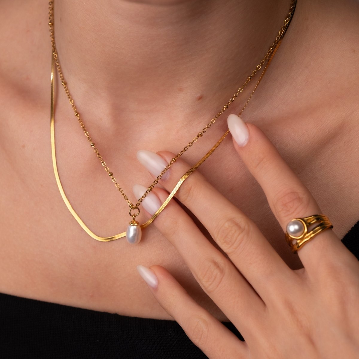 Mix Shine Colar Duplo Banhado em Ouro 18k - Murano Joias