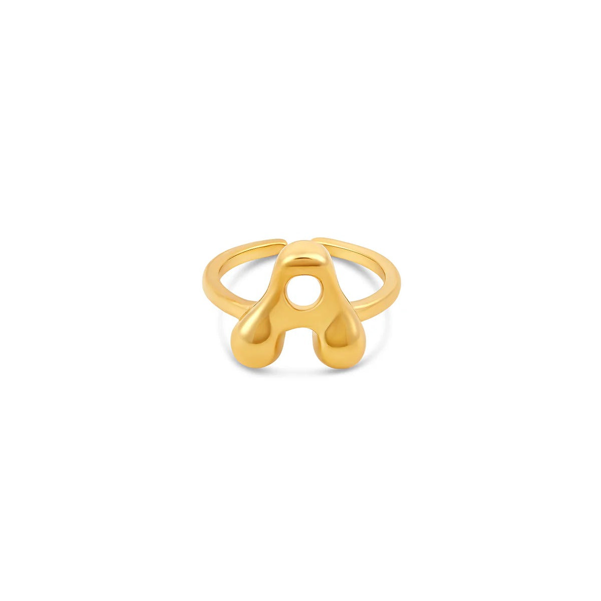 Anel Letra Inicial Bold Ajustável Banhado em Ouro 18K