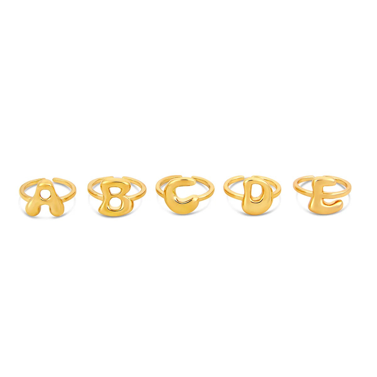 Anel Letra Inicial Bold Ajustável Banhado em Ouro 18K