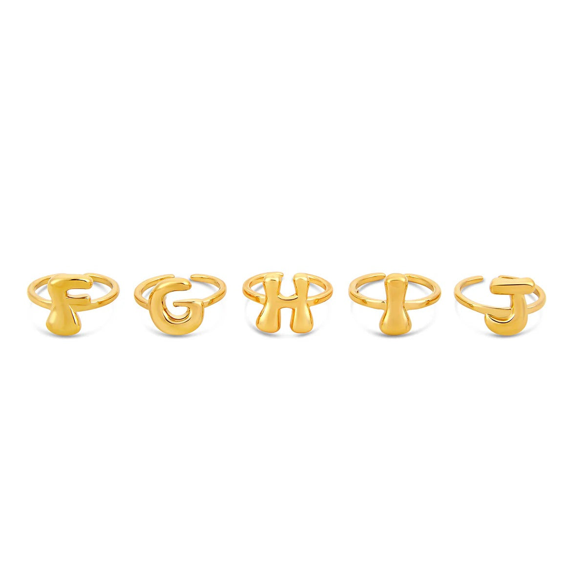Anel Letra Inicial Bold Ajustável Banhado em Ouro 18K