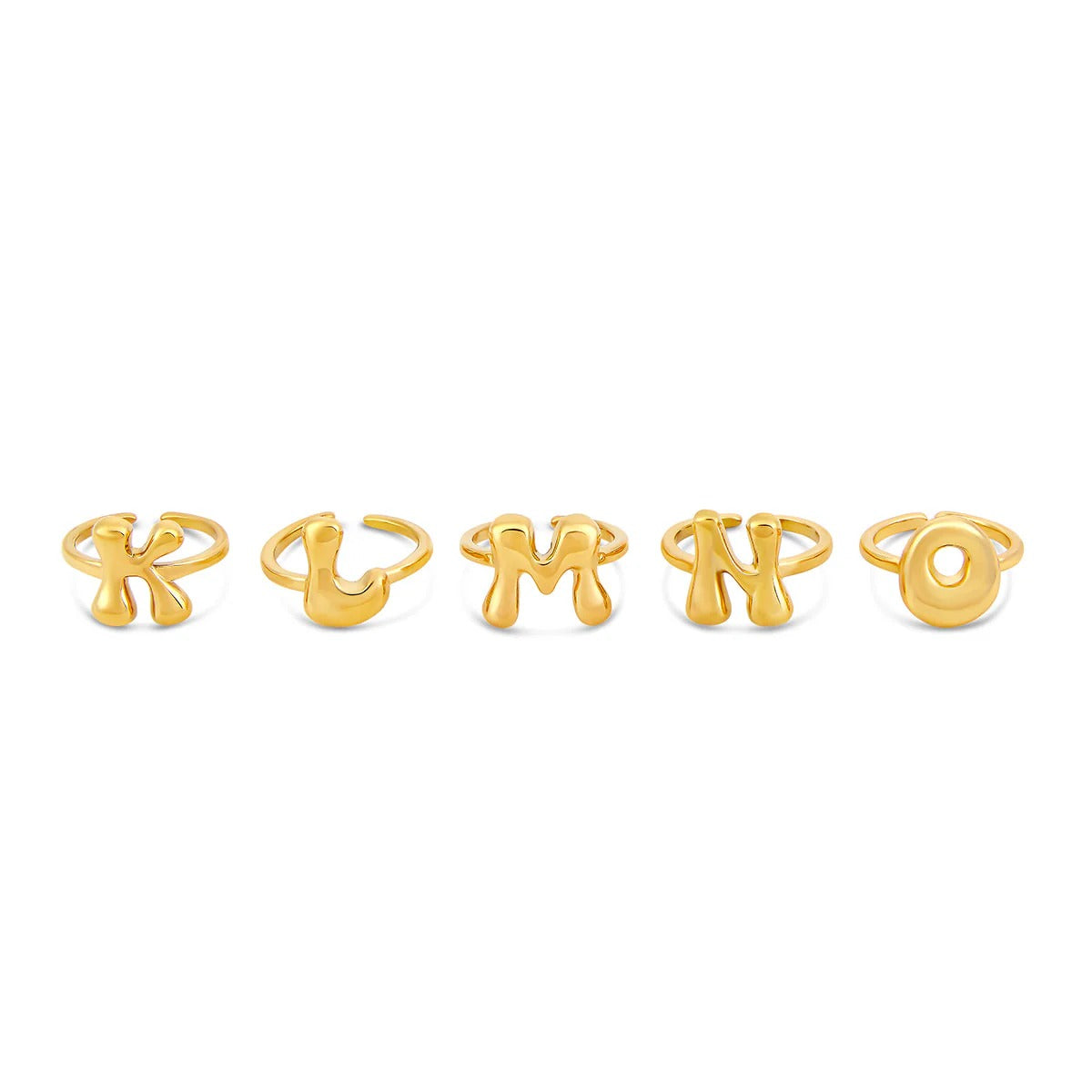Anel Letra Inicial Bold Ajustável Banhado em Ouro 18K