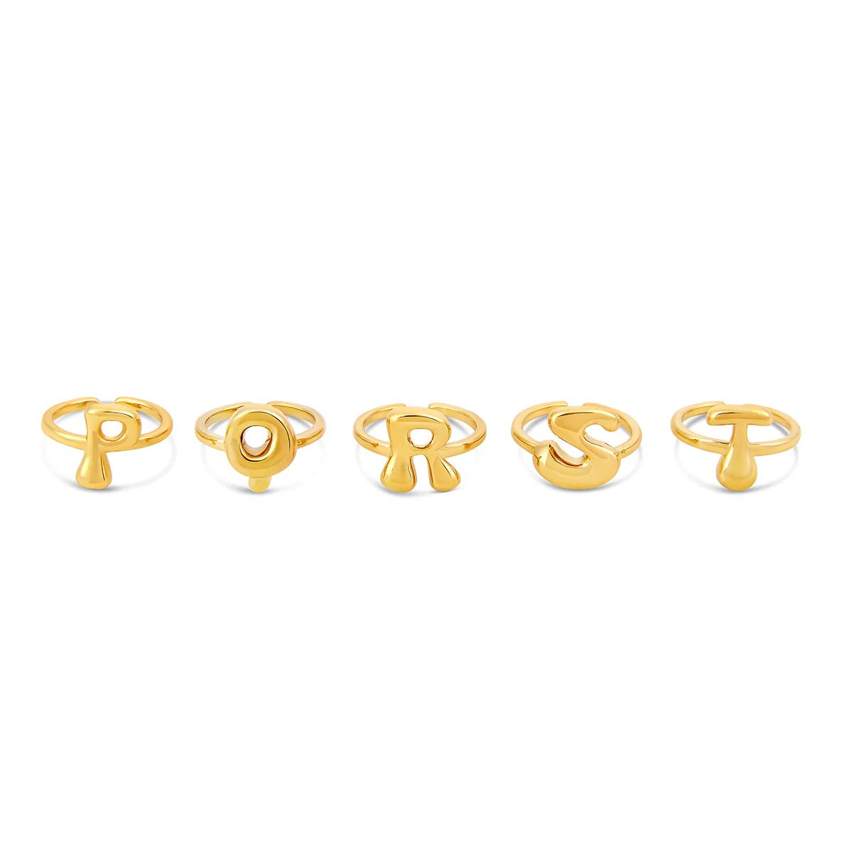 Anel Letra Inicial Bold Ajustável Banhado em Ouro 18K