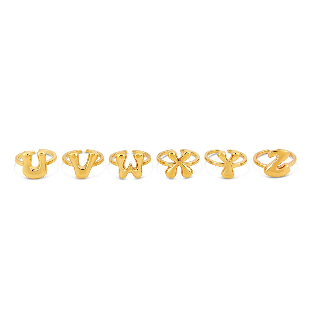 Anel Letra Inicial Bold Ajustável Banhado em Ouro 18K