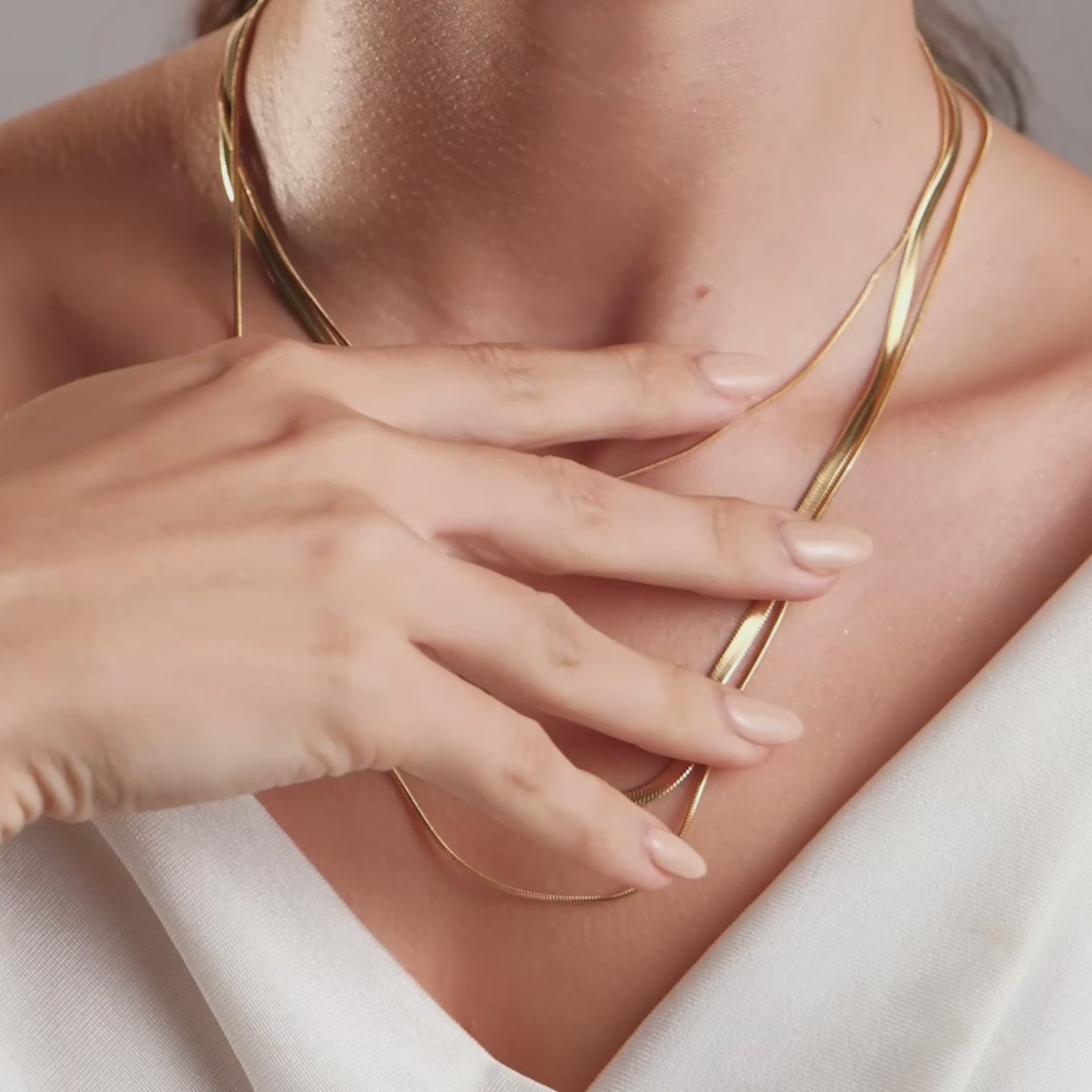 Colar Celina Trio Camadas Malha Banhado em Ouro 18K