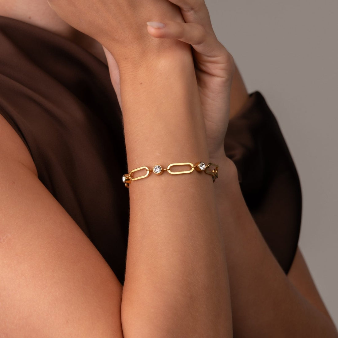 Pulseira Crystal Link Banhada em Ouro 18k - Murano Joias