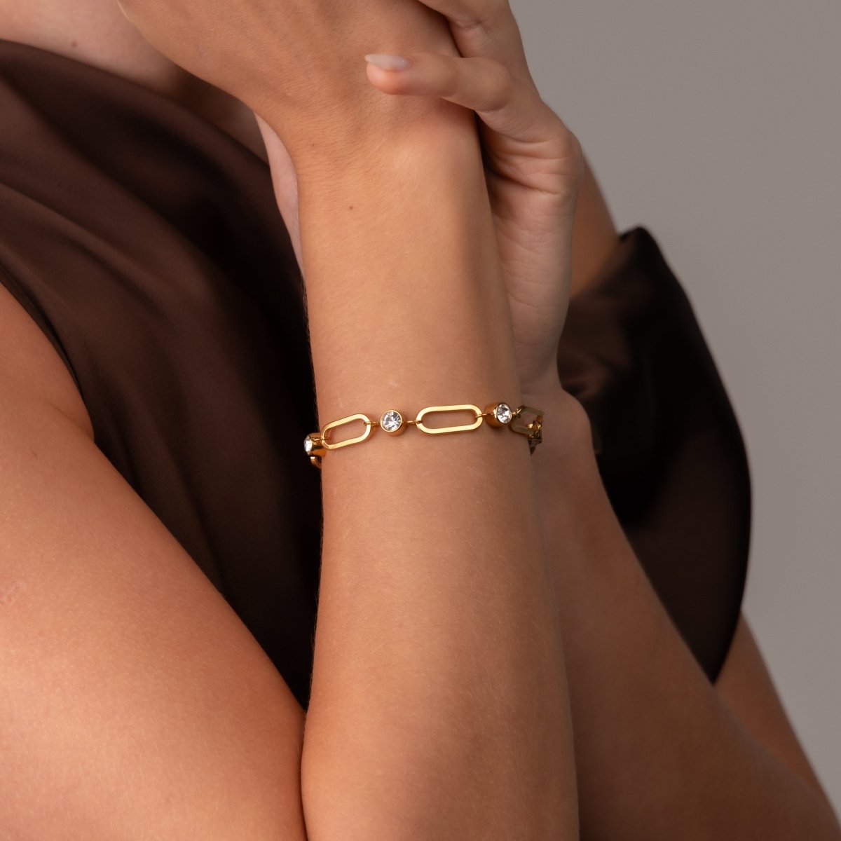 Pulseira Crystal Link Banhada em Ouro 18k - Murano Joias