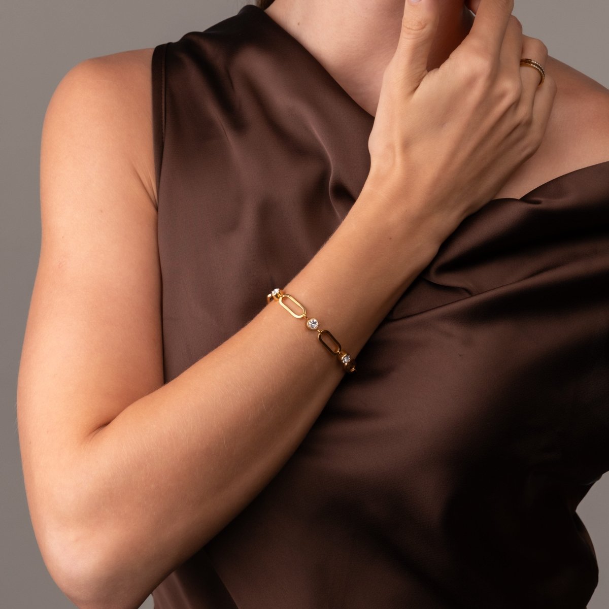 Pulseira Crystal Link Banhada em Ouro 18k - Murano Joias