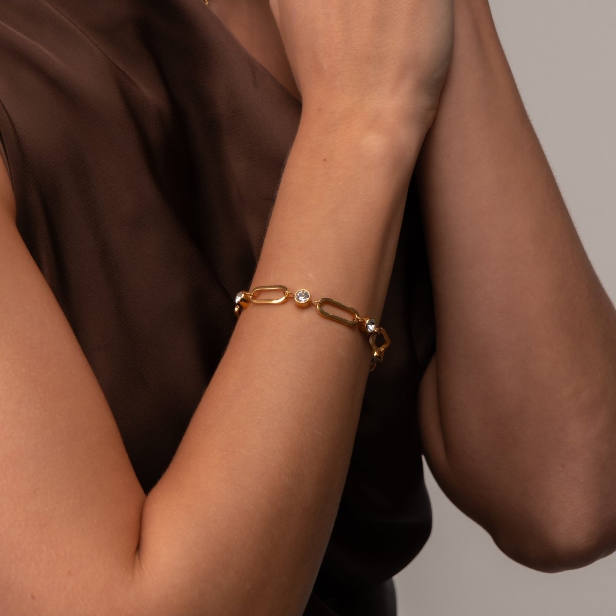 Pulseira Crystal Link Banhada em Ouro 18k - Murano Joias
