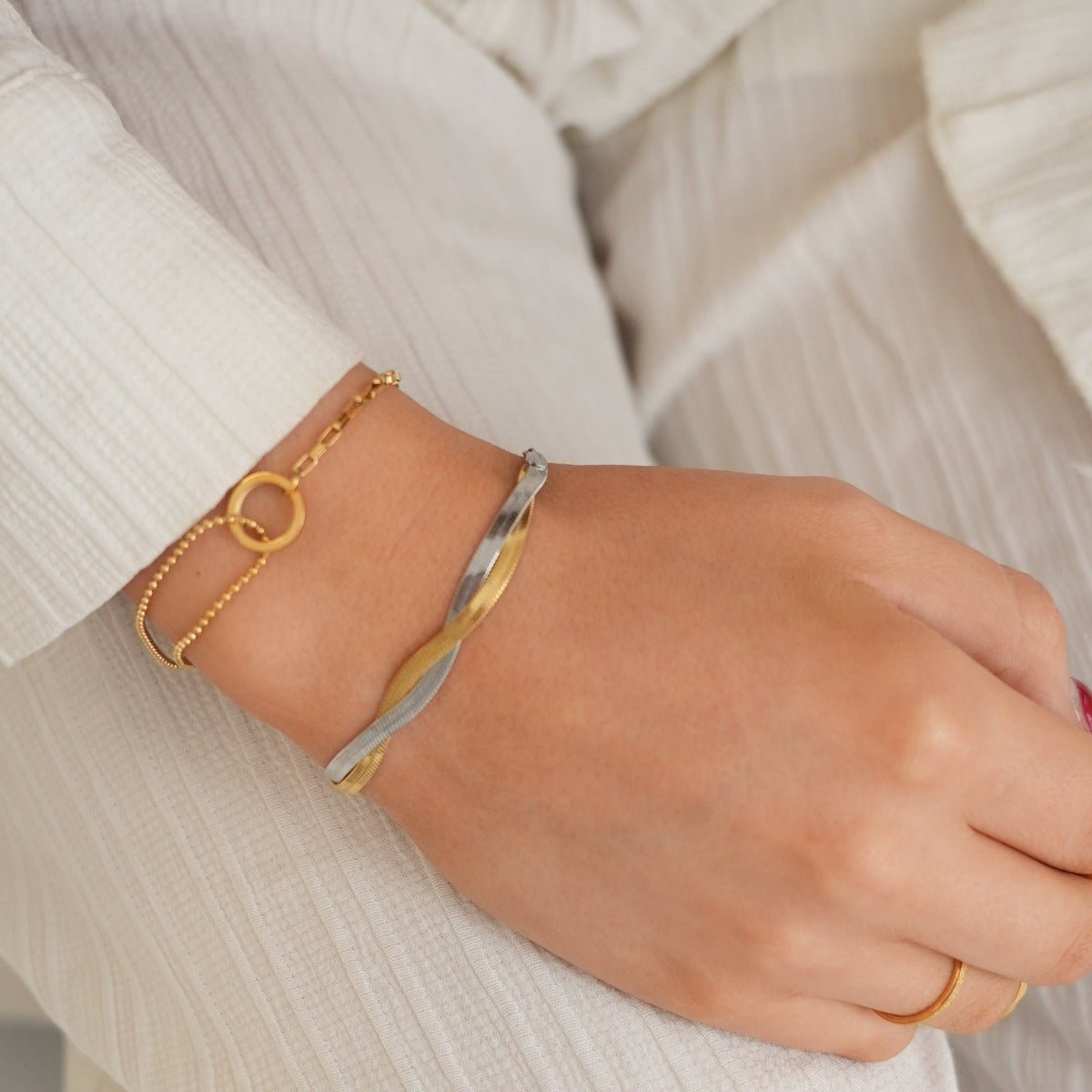 Pulseira Harmonia Pingente de Anel Banhada em Ouro 18k - Murano Joias