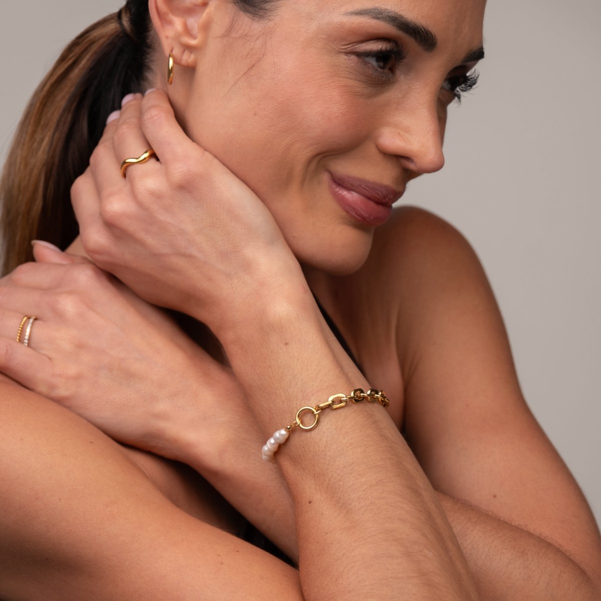 Pulseira Mood Pérola Banhado em Ouro 18k - Murano Joias
