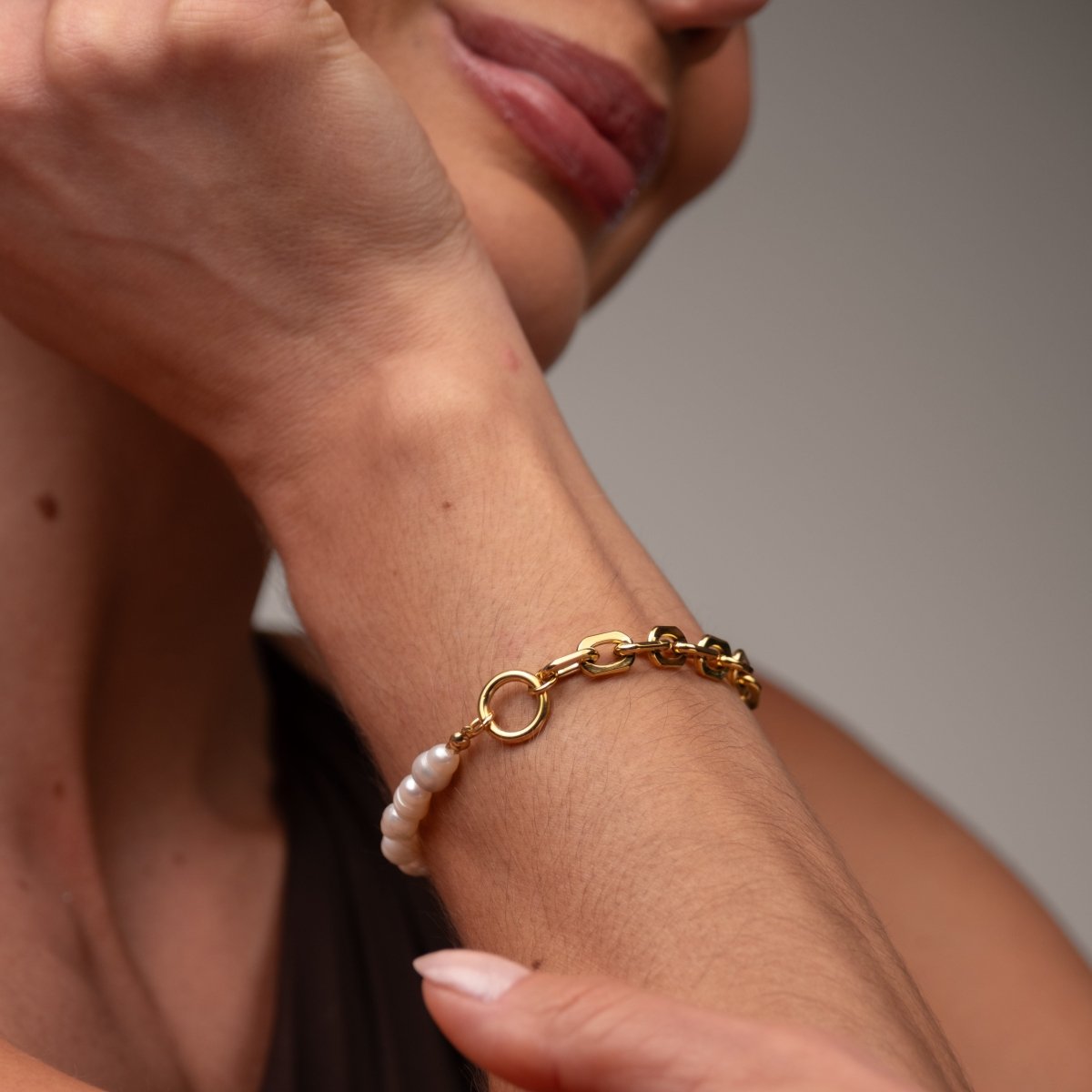 Pulseira Mood Pérola Banhado em Ouro 18k - Murano Joias