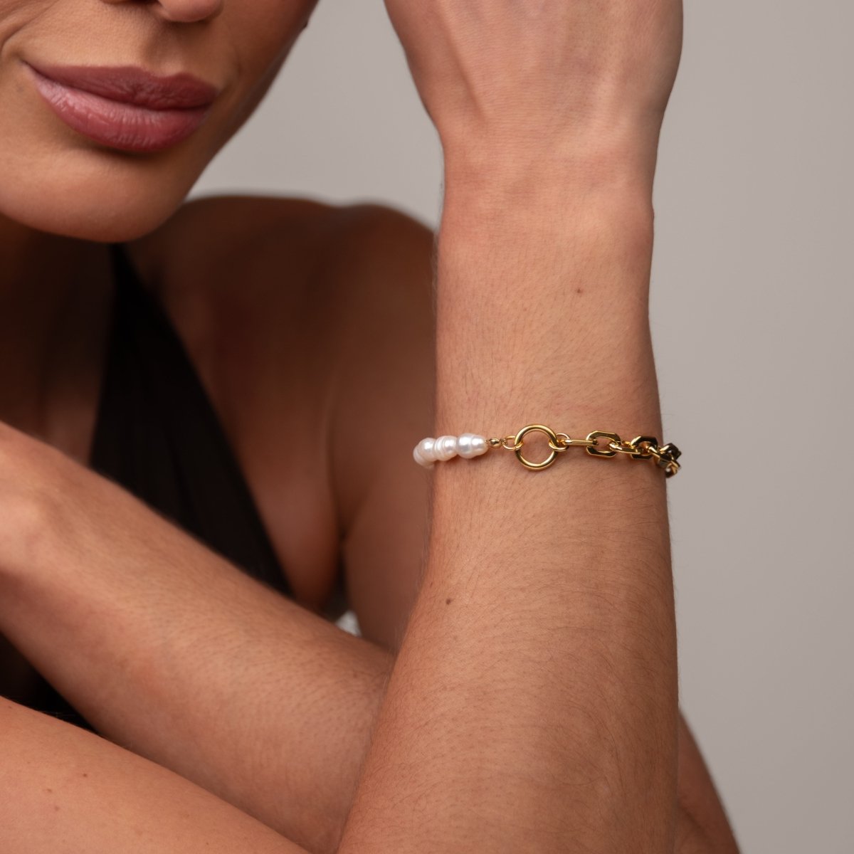 Pulseira Mood Pérola Banhado em Ouro 18k - Murano Joias