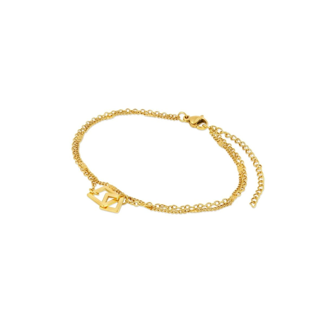 Pulseira Pingente Elo Quadrado Banhada em Ouro 18K - Murano Joias