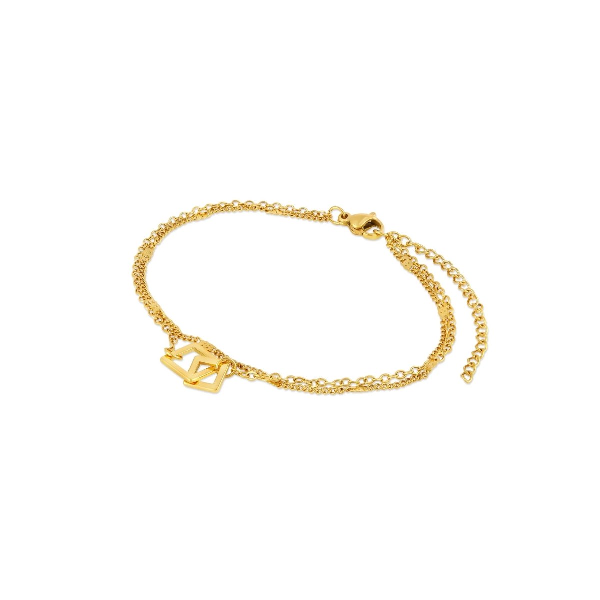Pulseira Pingente Elo Quadrado Banhada em Ouro 18K - Murano Joias