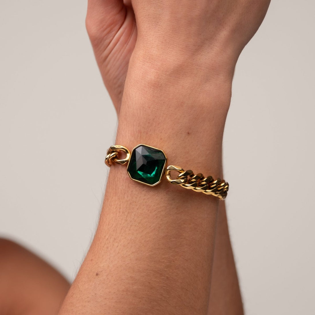 Pulseira Rich Pedra Verde Esmeralda Banho Ouro 18k - Murano Joias