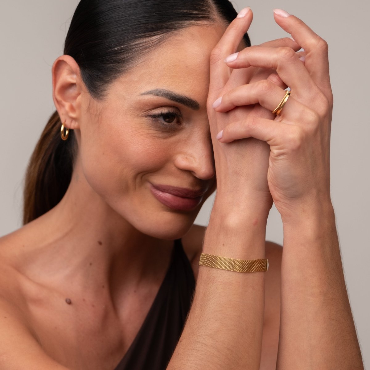 Pulseira Trama Lisa Banhada em Ouro 18K - Murano Joias