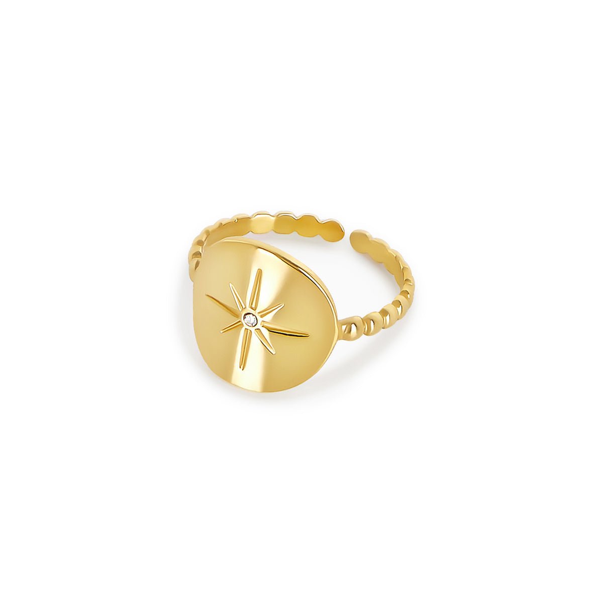 Anel Ajustável Estrela Náutica Banhado em Ouro 18k - Murano Joias