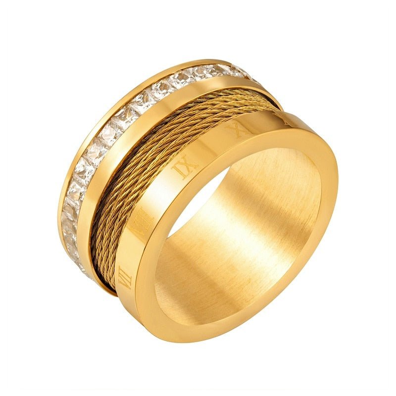 Anel Arame e Cristais Banhado em Ouro 18k - Murano Joias
