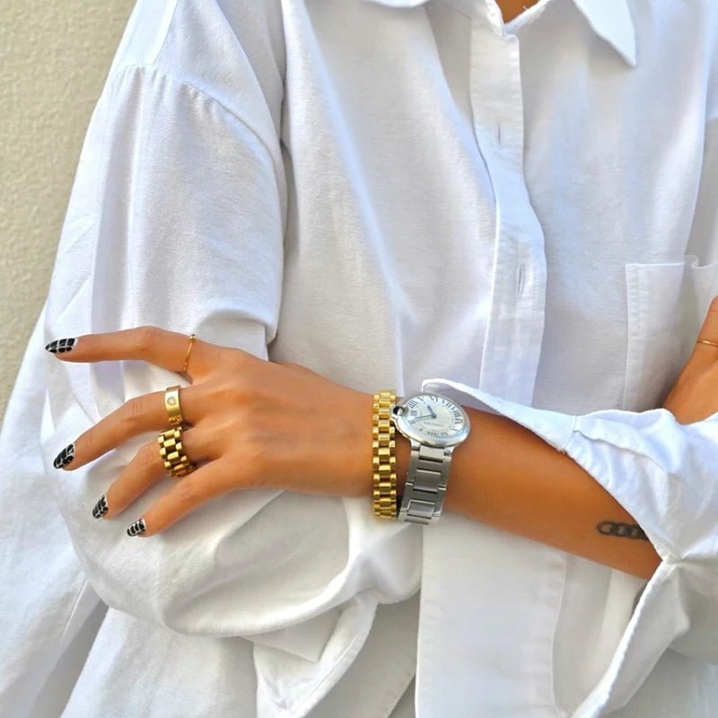 Anel Beauty Largo Elos Minimalista Ouro 18k - Murano Joias