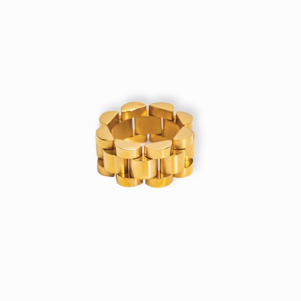 Anel Beauty Largo Elos Minimalista Ouro 18k - Murano Joias