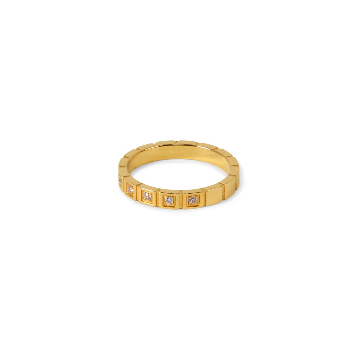 Anel Blocos de Pedra Banhado em Ouro 18K - Murano Joias
