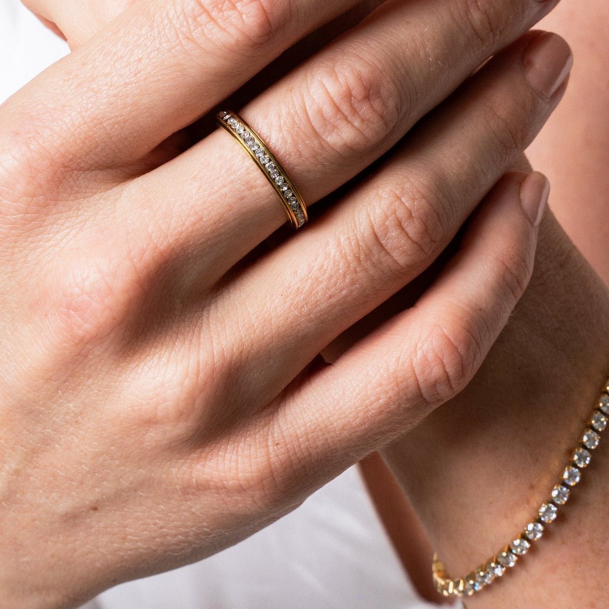 Anel Brilhante Rotativo Banhado em Ouro 18k - Murano Joias