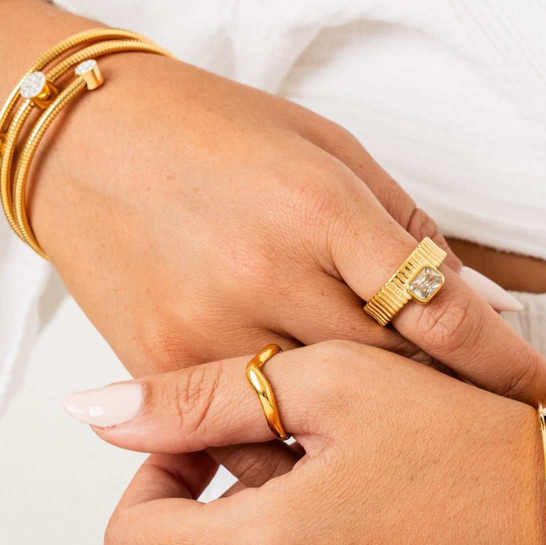 Anel Capri Cristal Banhado em Ouro 18k - Murano Joias