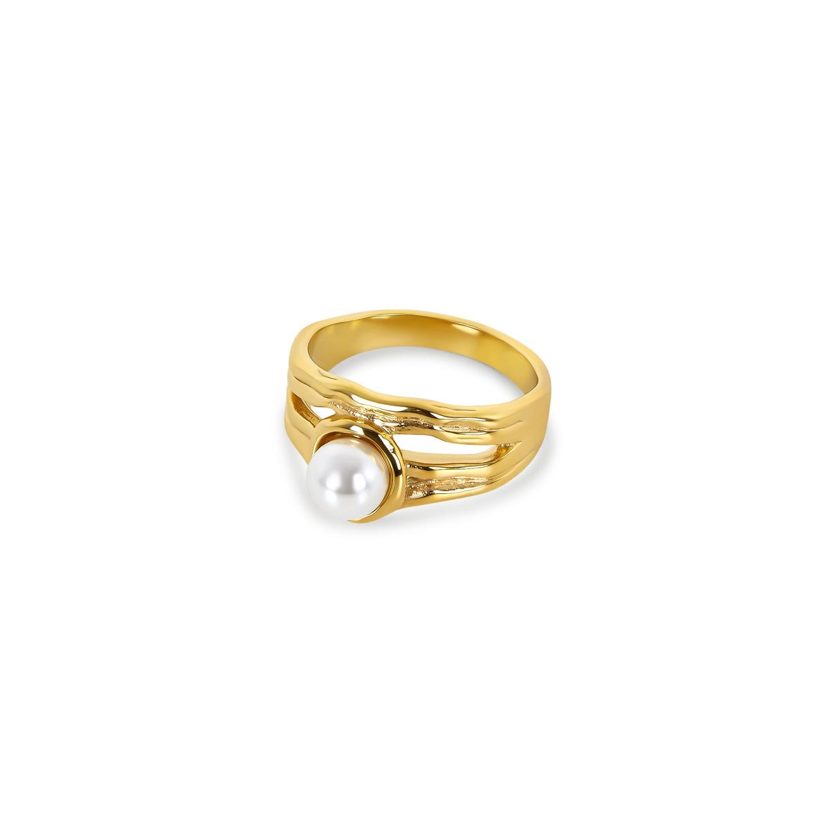 Anel Catalina Pérola Solitário Banhado em Ouro 18k - Murano Joias