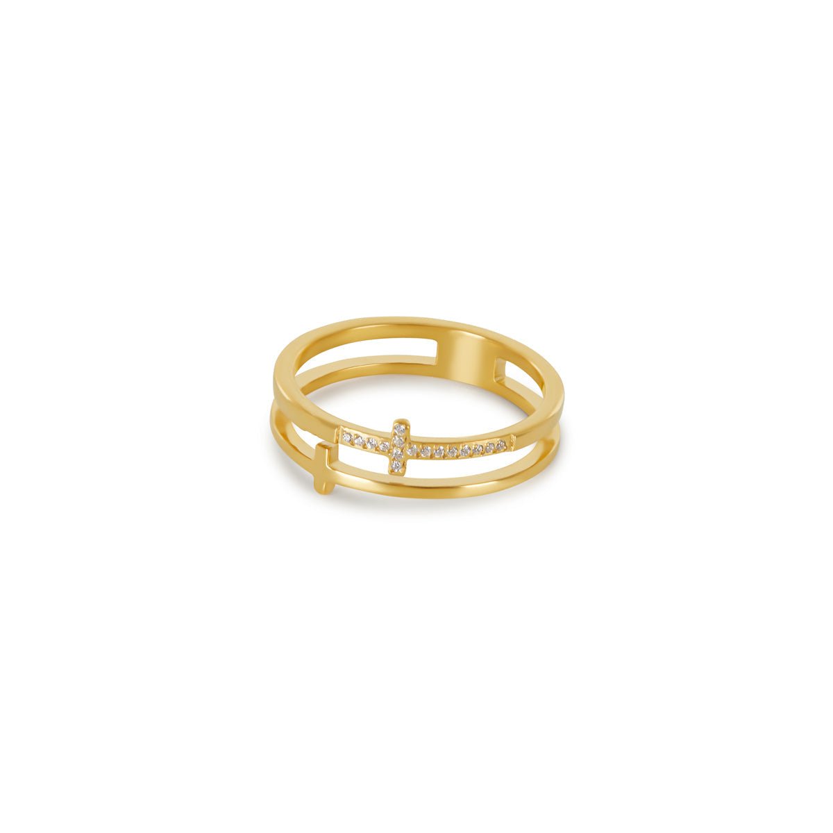 Anel Cruz Banhado em Ouro 18k - Murano Joias