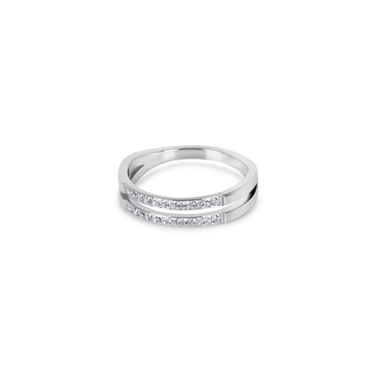 Anel Duplo Brilhantes Banhado em Ouro 18k - Murano Joias