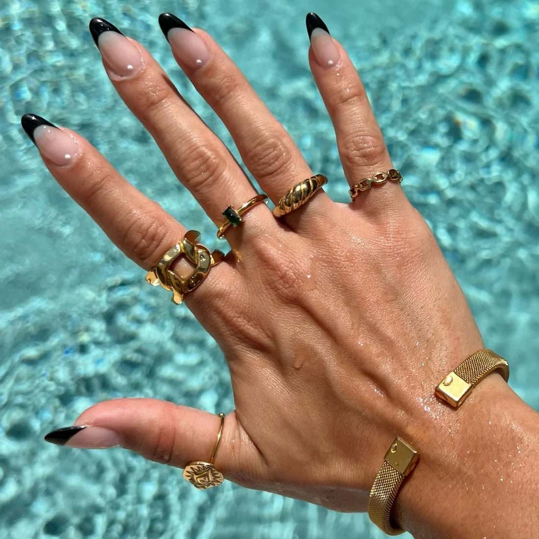 Anel Elo Duplo Banhado em Ouro 18K - Murano Joias