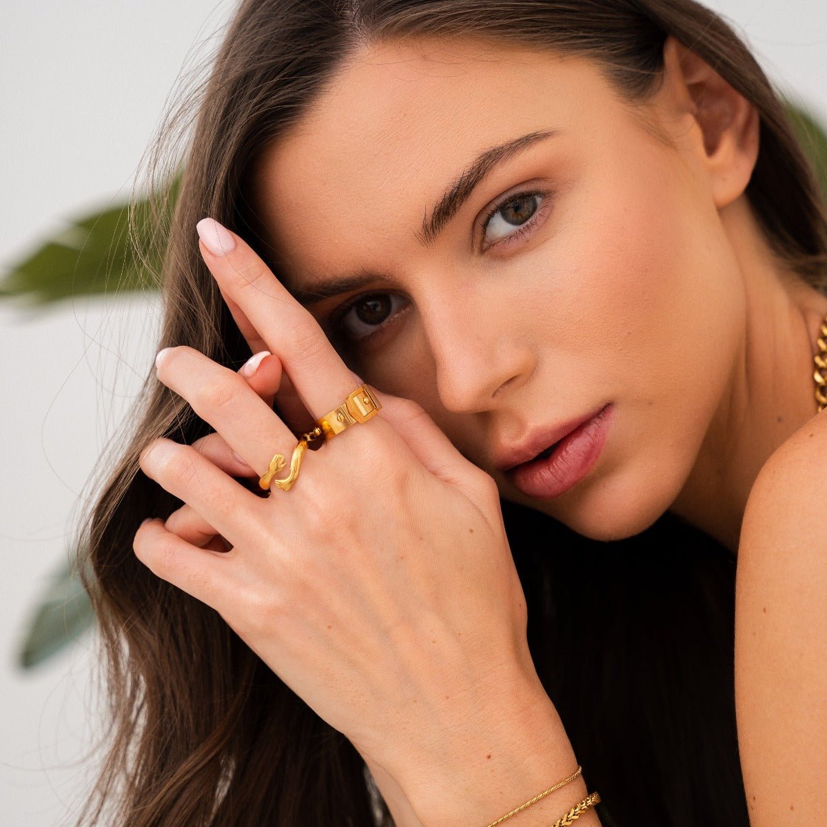 Anel Fivela Banhado em Ouro 18K - Murano Joias