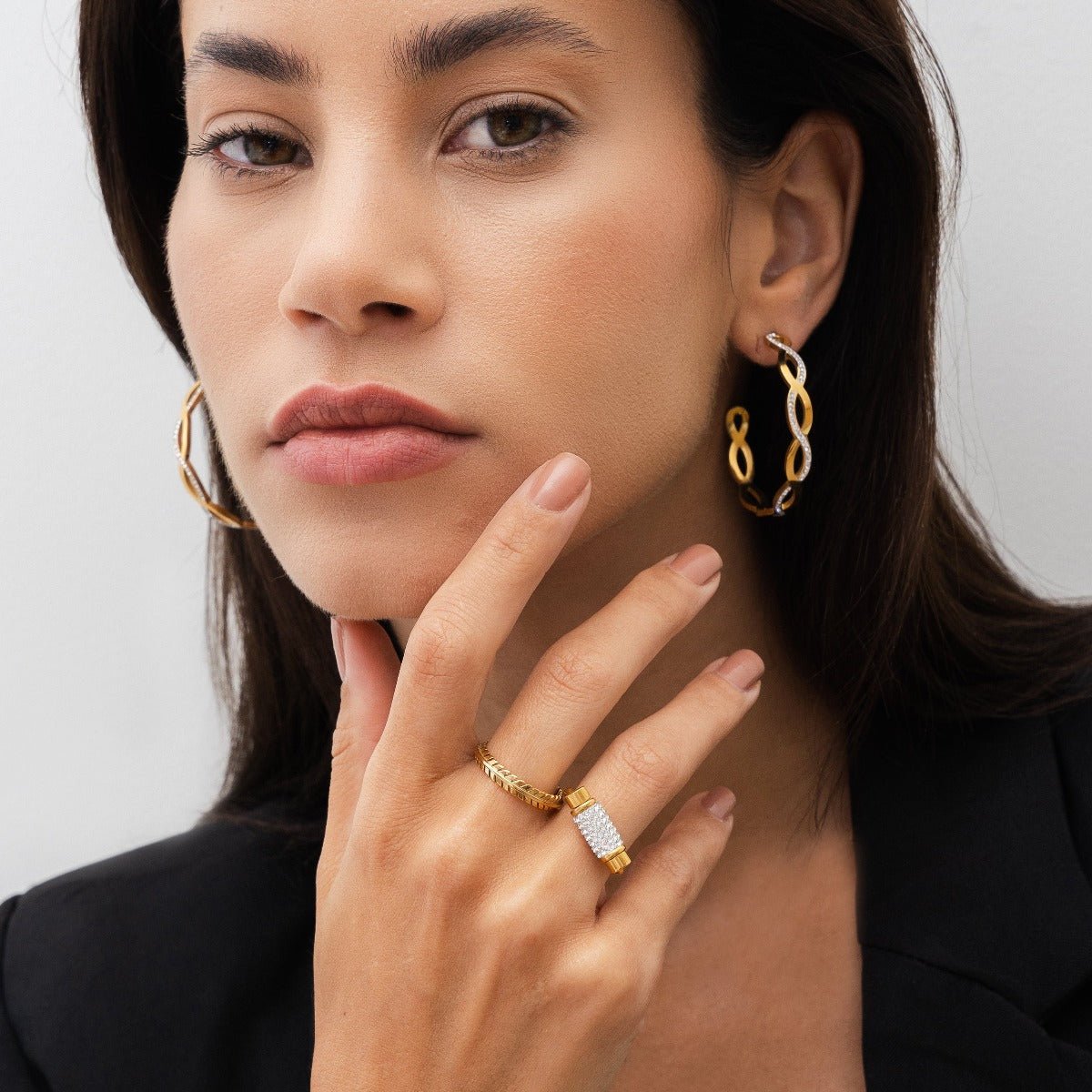 Anel Glitz Giratório Banhado em Ouro 18K - Murano Joias