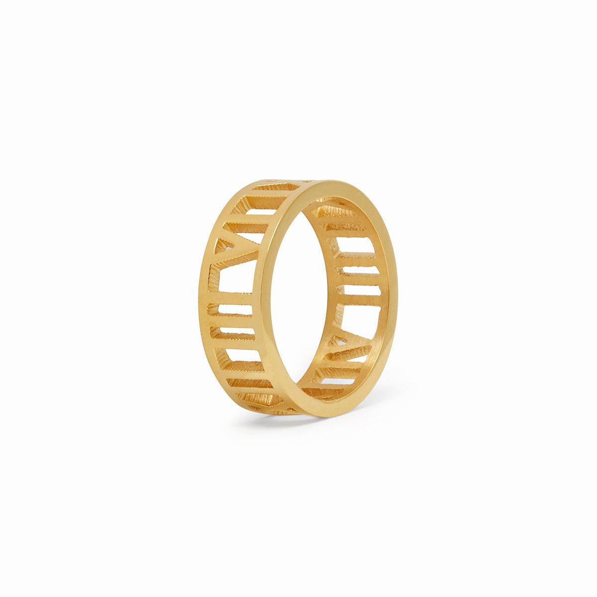 Anel Numeral Romanos Banhado em Ouro 18K - Murano Joias
