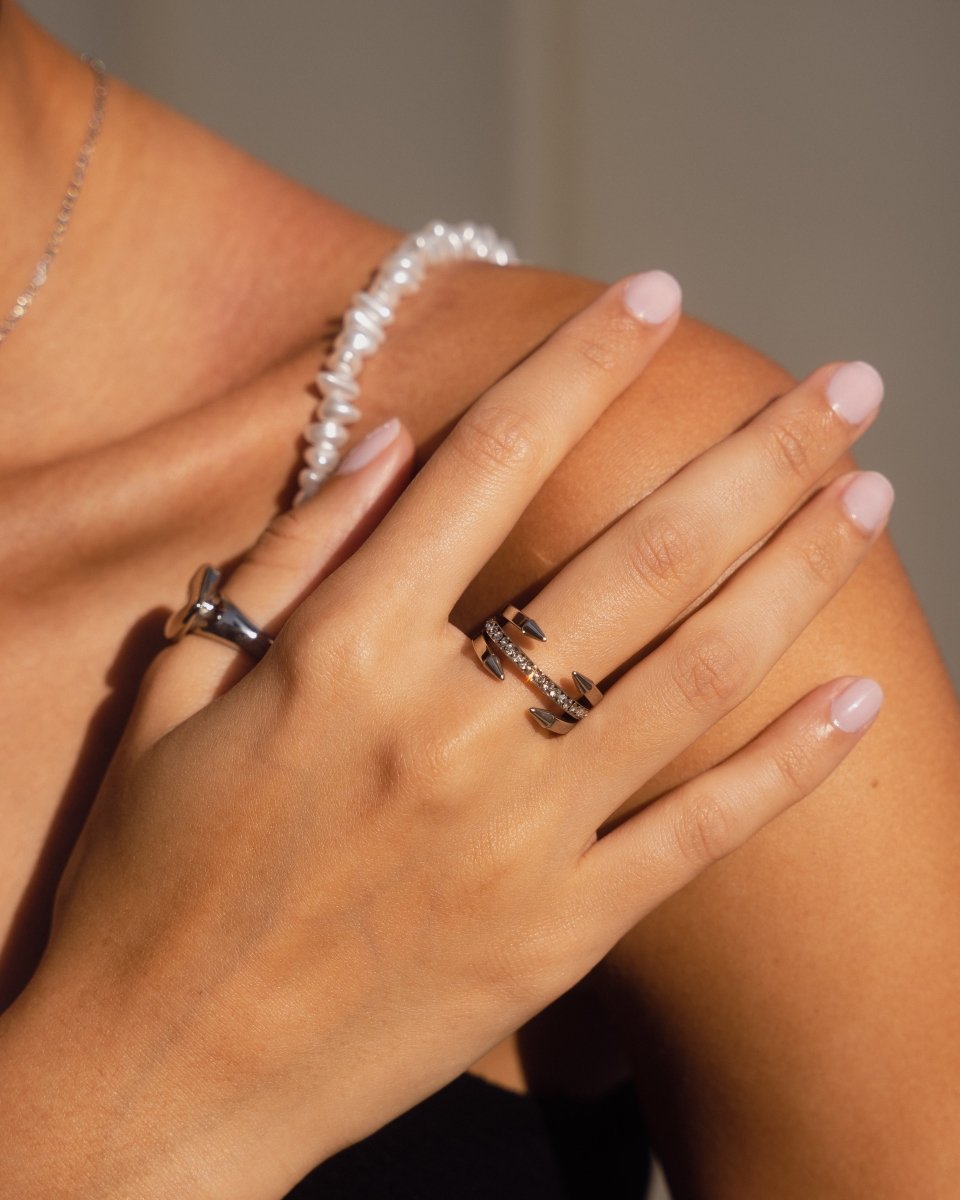 Anel Prego Pontas Banhado em Ouro 18K - Prata - Murano Joias