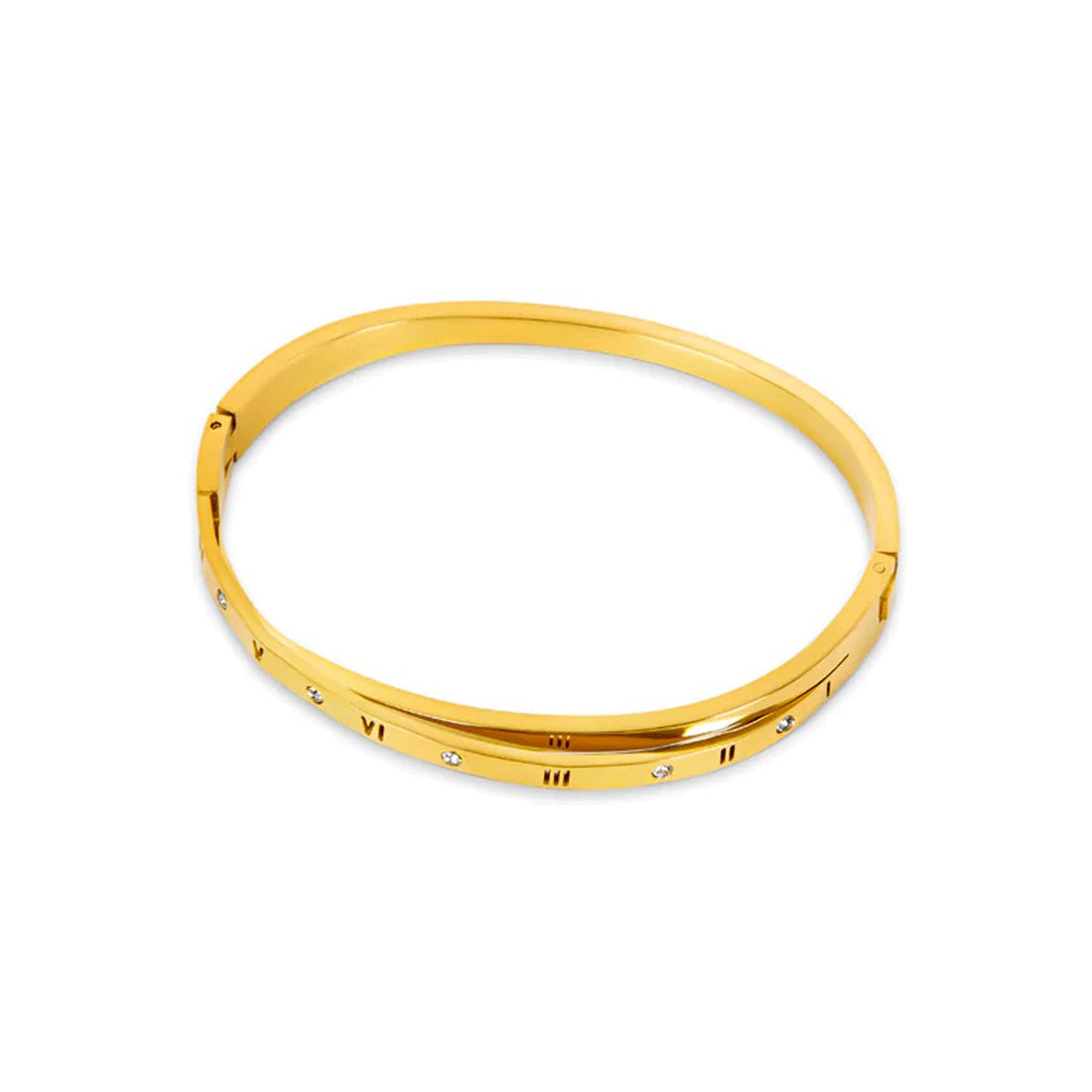 Bracelete Algarismo Romanos Entrelaçados Banho Ouro 18k - Murano Joias