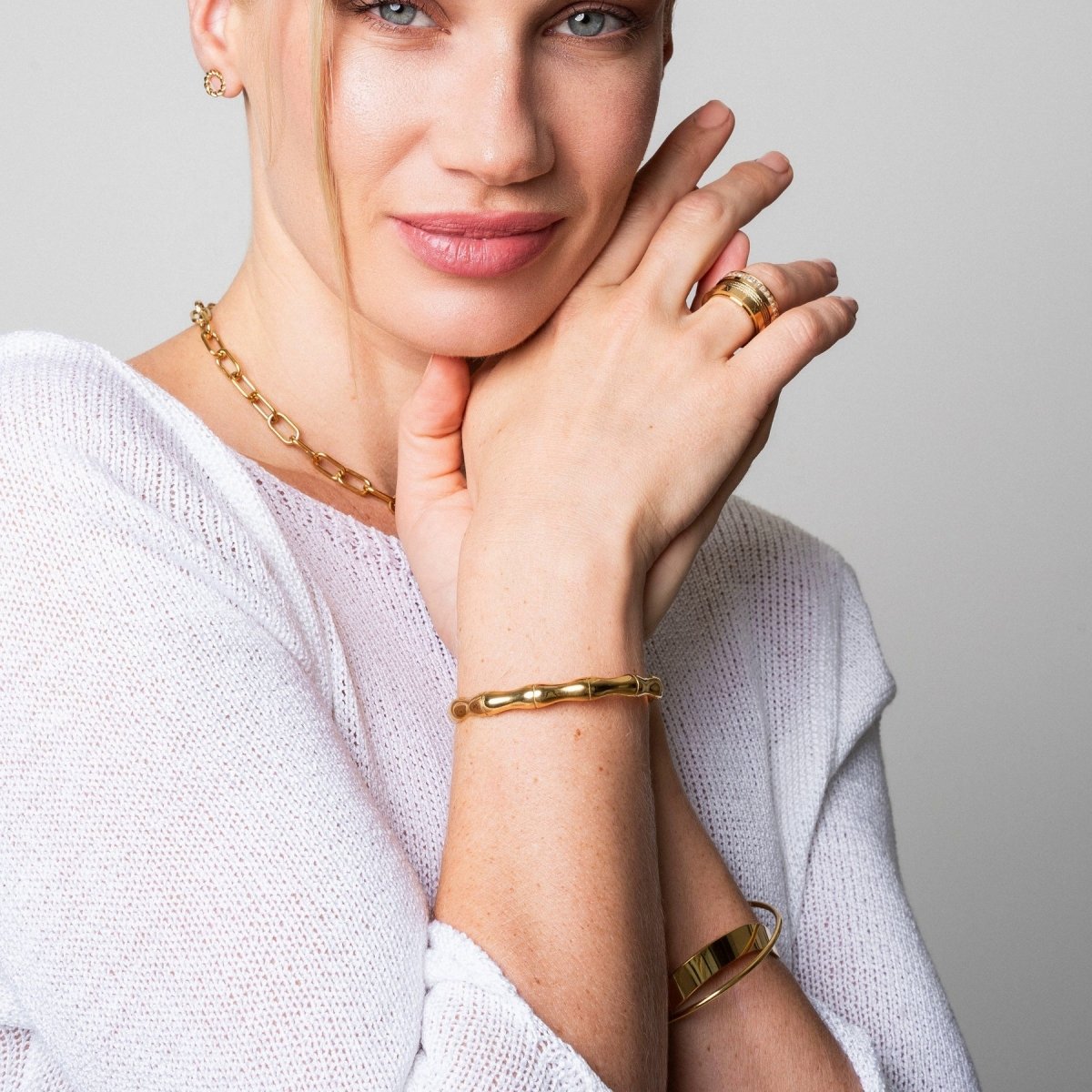 Bracelete Bamboo Banhado em Ouro 18k - Murano Joias