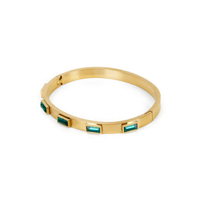 Bracelete Cristais Navete Verde Banhado em Ouro 18K - Murano Joias