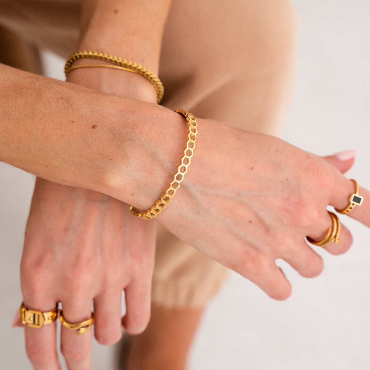 Bracelete Favo de Mel Banhado em Ouro 18K - Murano Joias