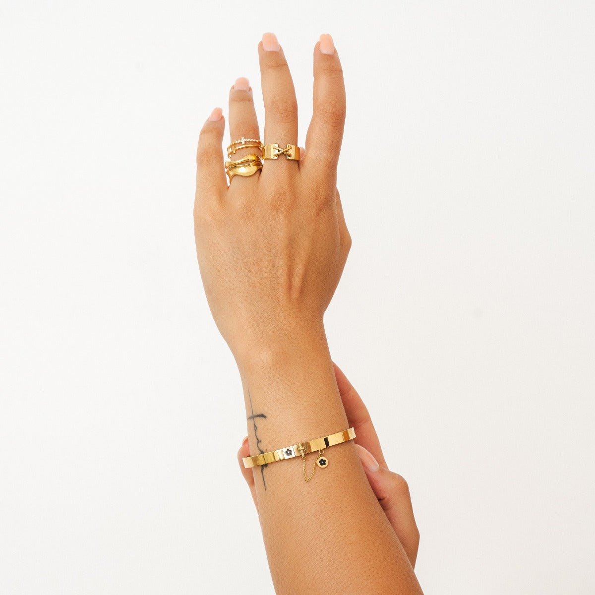 Bracelete Flor Lock Charm Banhada em Ouro 18K - Murano Joias
