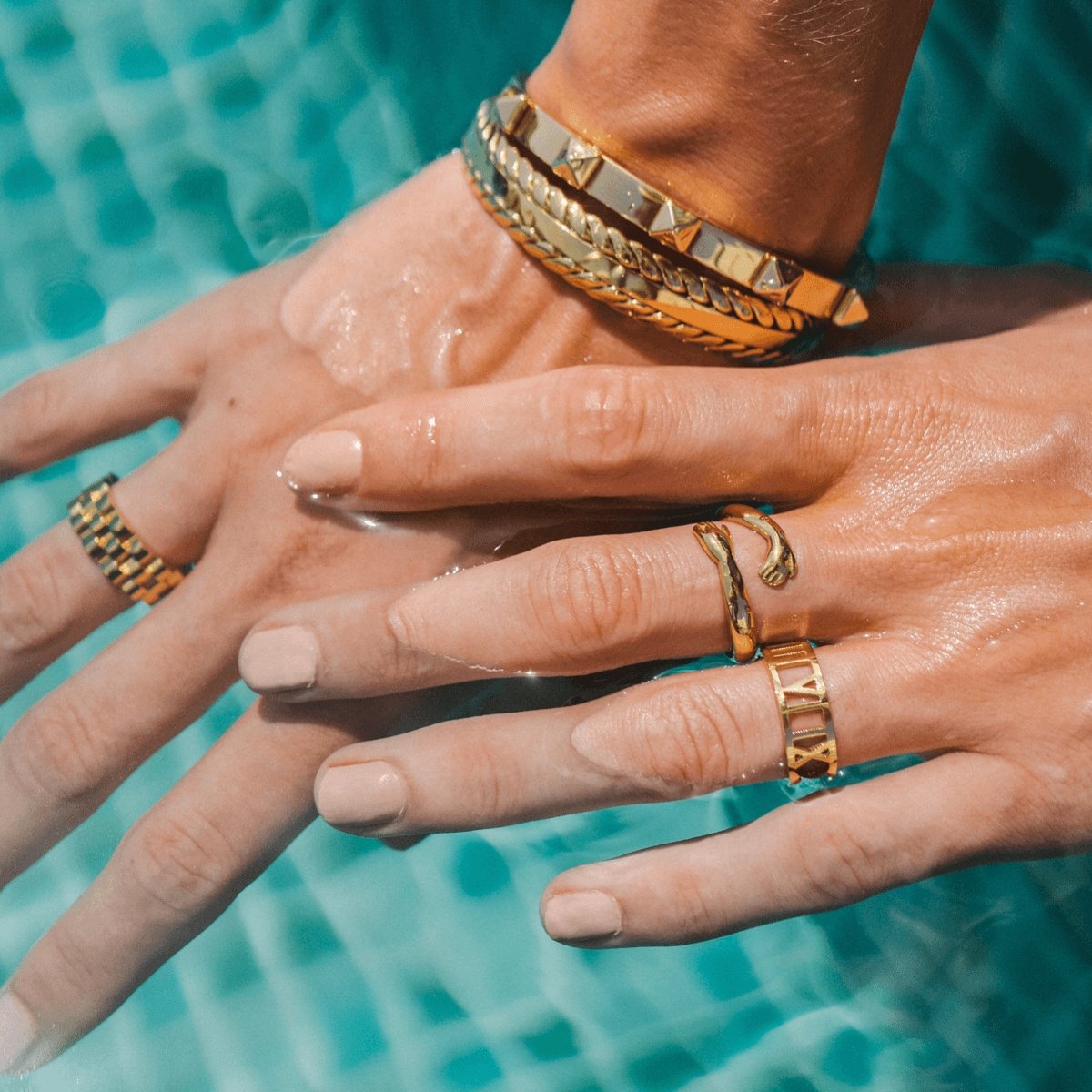 Bracelete Folhas Dourada Banhado em Ouro 18k - Murano Joias